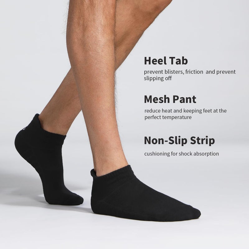 Lapulas Ankle Socks Cushioned No Show Sport Low Cut Socks for Men and Women 6Pairs Black Large - Image 2